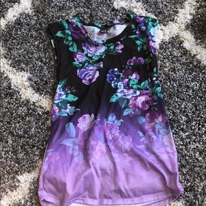 Purple and black floral tank